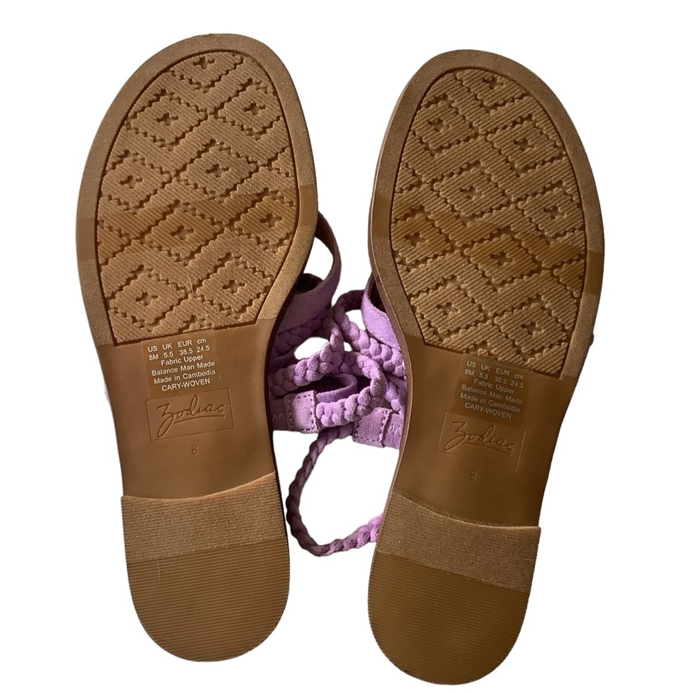 Women's 8M Zodiac CARY-WOVEN  Lilac Purple Thong Sandals Flats - Picture 5 of 5